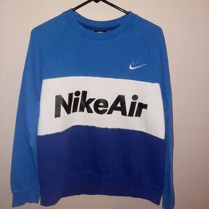 Nike Men's Air Splicing Colorblock Large Logo Fleece Round Neck Crew Sweatshirt